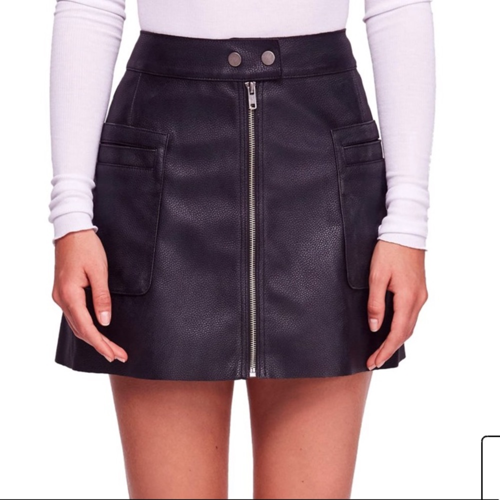 FREE PEOPLE A-line Vegan Leather Mini Skirt size 0